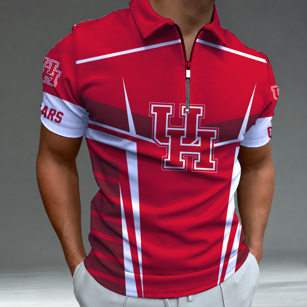 [FAN FAVORITE] NEW CUSTOMIZED NCAA MAM26 HOC HOUSTON COUGARS STRAPPY POLO SHIRT