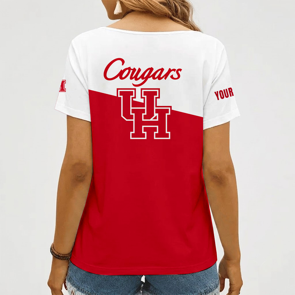 [FAN FAVORITE] NEW CUSTOMIZED NCAA MAM26 HOC HOUSTON COUGARS STRAPPY V-NECK FEMALE SHIRT