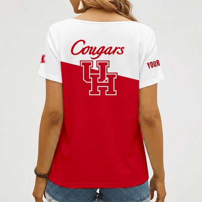 [FAN FAVORITE] NEW CUSTOMIZED NCAA MAM26 HOC HOUSTON COUGARS STRAPPY V-NECK FEMALE SHIRT