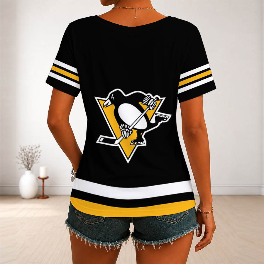 [SUPER SALE] NEW CUSTOMIZED NHL26 PBP PITTSBURGH PENGUINS V-NECK FEMALE SHIRT