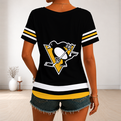 [SUPER SALE] NEW CUSTOMIZED NHL26 PBP PITTSBURGH PENGUINS V-NECK FEMALE SHIRT