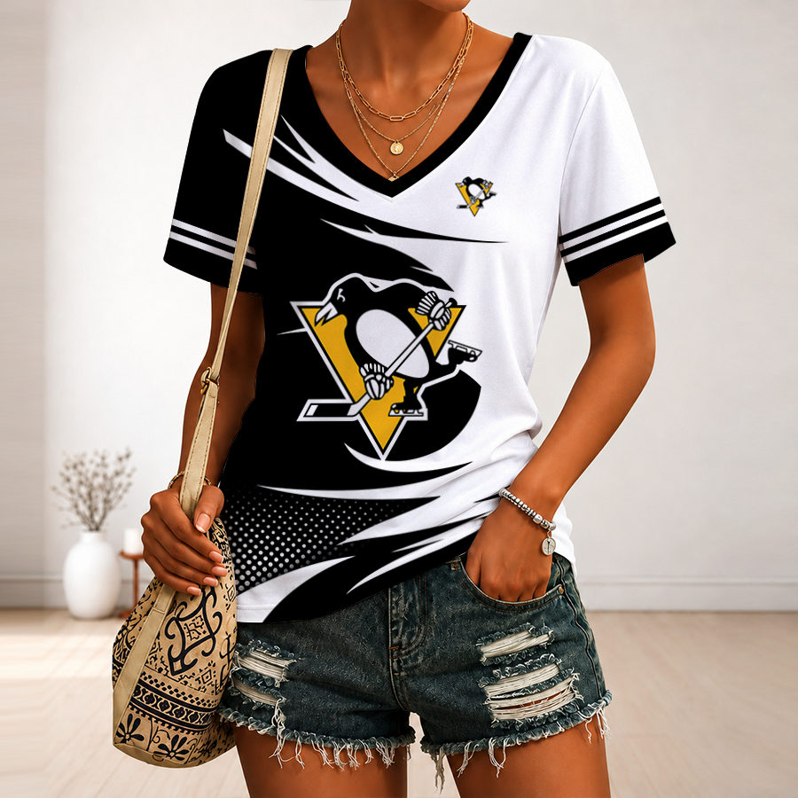 [SUPER SALE] NEW CUSTOMIZED NHL26 PBP PITTSBURGH PENGUINS V-NECK FEMALE SHIRT