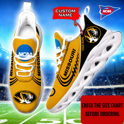 ELITE EDITION - NEW CUSTOMIZED NCAA FBS26 MST MISSOURI TIGERS CLUNKY SNEAKERS