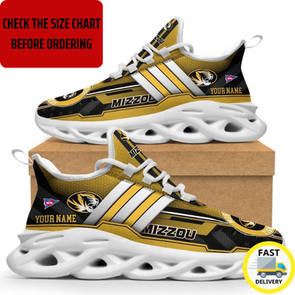 ELITE EDITION - NEW CUSTOMIZED NCAA FBS26 MST MISSOURI TIGERS CLUNKY SNEAKERS