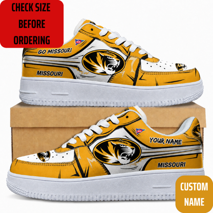 VIRAL EDITION - NEW CUSTOMIZED NCAA FBS26 MST MISSOURI TIGERS AF1 SHOES