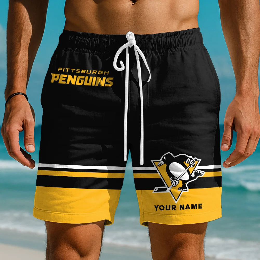 EXCLUSIVE EDITION - NEW CUSTOMIZED NHL26 PBP PITTSBURGH PENGUINS SHORT PANTS