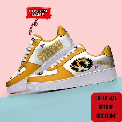 ELITE EDITION - NEW CUSTOMIZED NCAA FBS26 MST MISSOURI TIGERS AF1 SHOES