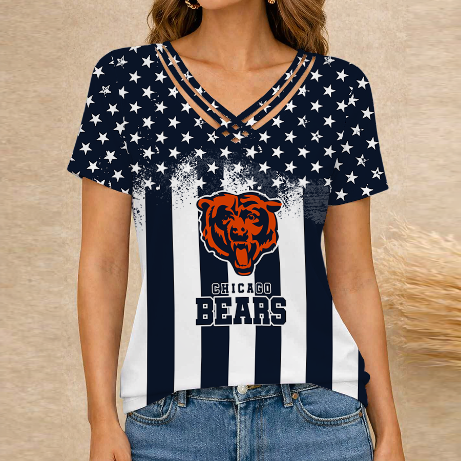 [SPECIAL OFFER] NEW CUSTOMIZED NFL26 CCB CHICAGO BEARS V-NECK SHIRT