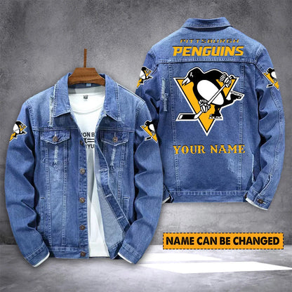 ELITE EDITION - NEW CUSTOMIZED NHL26 PBP PITTSBURGH PENGUINS DENIM JACKET
