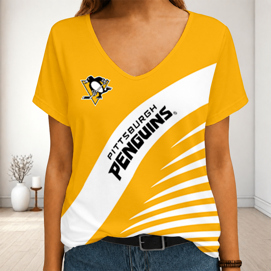 LIMITED EDITION - NEW CUSTOMIZED NHL26 PBP PITTSBURGH PENGUINS V-NECK FEMALE SHIRT