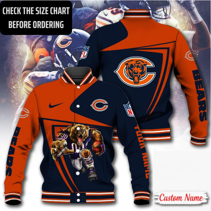 EXCLUSIVE EDITION - NEW CUSTOMIZED NFL26 CCB CHICAGO BEARS SATIN VARSITY & BASEBALL JACKET