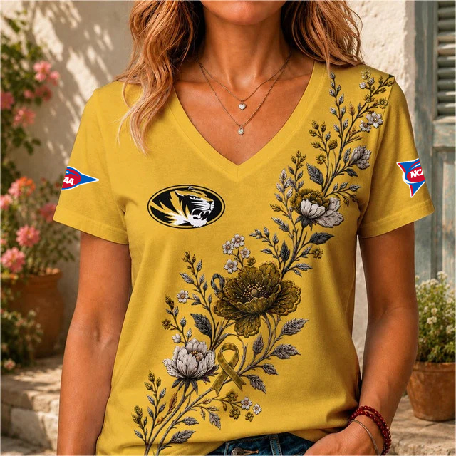ELITE EDITION - NEW CUSTOMIZED NCAA FBS26 MST MISSOURI TIGERS V-NECK FEMALE SHIRT