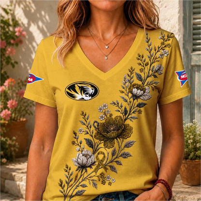 ELITE EDITION - NEW CUSTOMIZED NCAA FBS26 MST MISSOURI TIGERS V-NECK FEMALE SHIRT