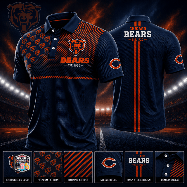 VIRAL EDITION - NEW CUSTOMIZED NFL26 CCB CHICAGO BEARS POLO SHIRT, ZIP POLO SHIRT & T-SHIRTS