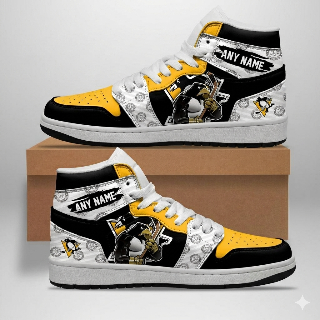 VIRAL EDITION - NEW CUSTOMIZED NHL26 PBP PITTSBURGH PENGUINS AIR JORDAN SNEAKERS