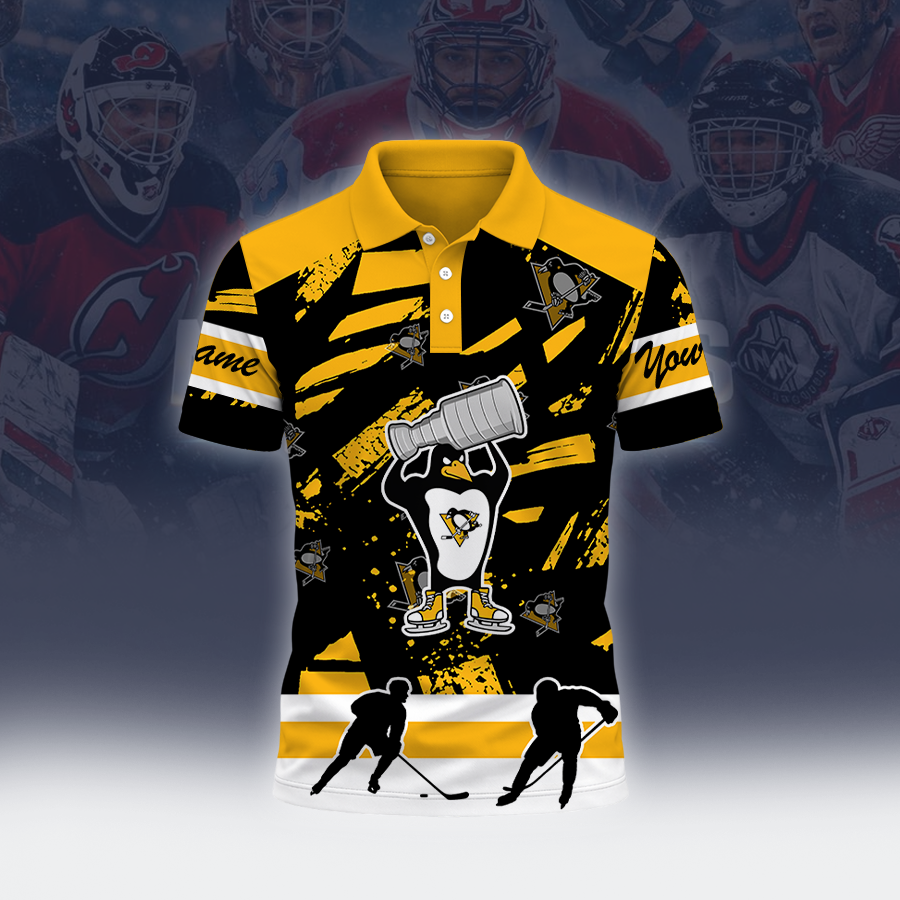 [SUPER SALE] NEW CUSTOMIZED NHL26 PBP PITTSBURGH PENGUINS POLO SHIRT