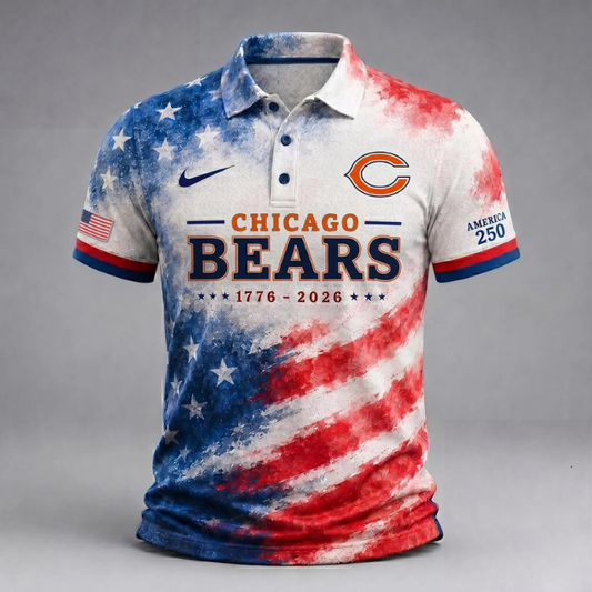 MEGA SALE - NEW CUSTOMIZED NFL26 CCB CHICAGO BEARS USA 250TH ANNIVERSARY POLO SHIRT, ZIP POLO SHIRT & T-SHIRTS