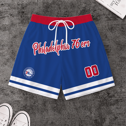 LIMITED EDITION - NEW CUSTOMIZED NBA26 P76 PHILADELPHIA 76ERS SHORT PANTS