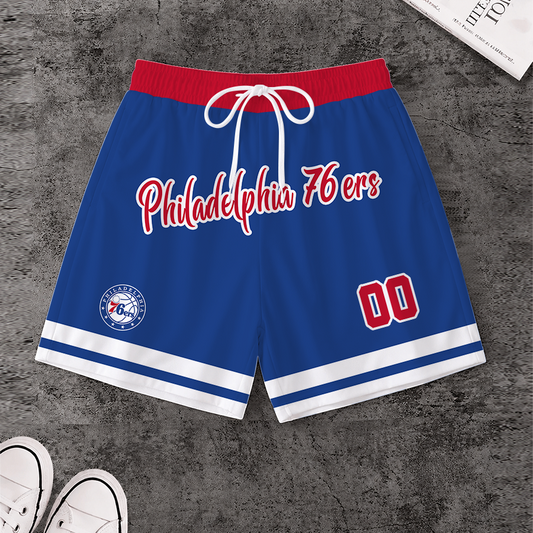LIMITED EDITION - NEW CUSTOMIZED NBA26 P76 PHILADELPHIA 76ERS SHORT PANTS