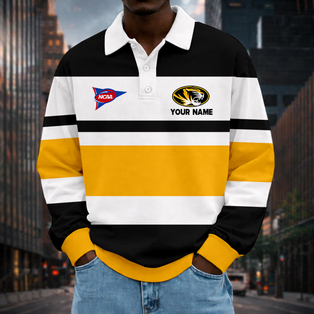 LIMITED EDITION - NEW CUSTOMIZED NCAA FBS26 MST MISSOURI TIGERS UNISEX LONG SLEEVE POLO