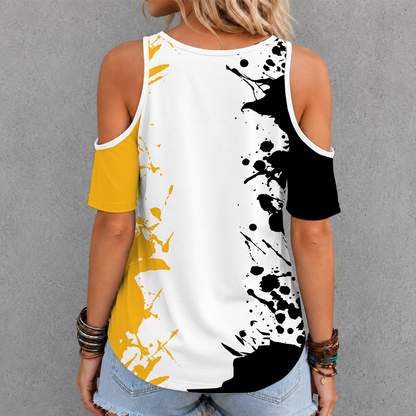 [FAN FAVORITE] NEW CUSTOMIZED NCAA FBS26 MST MISSOURI TIGERS CRISS CROSS V-NECK TOP