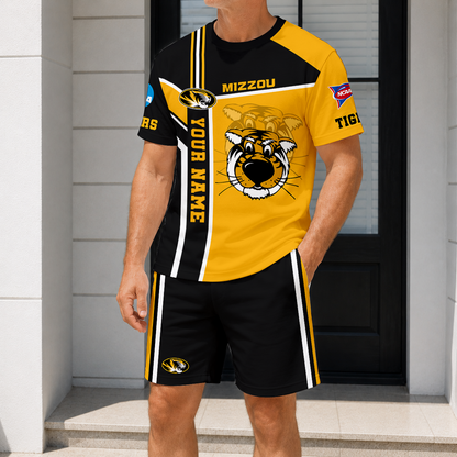 ELITE EDITION - NEW CUSTOMIZED NCAA FBS26 MST MISSOURI TIGERS T-SHIRT & SHORT PANTS SET