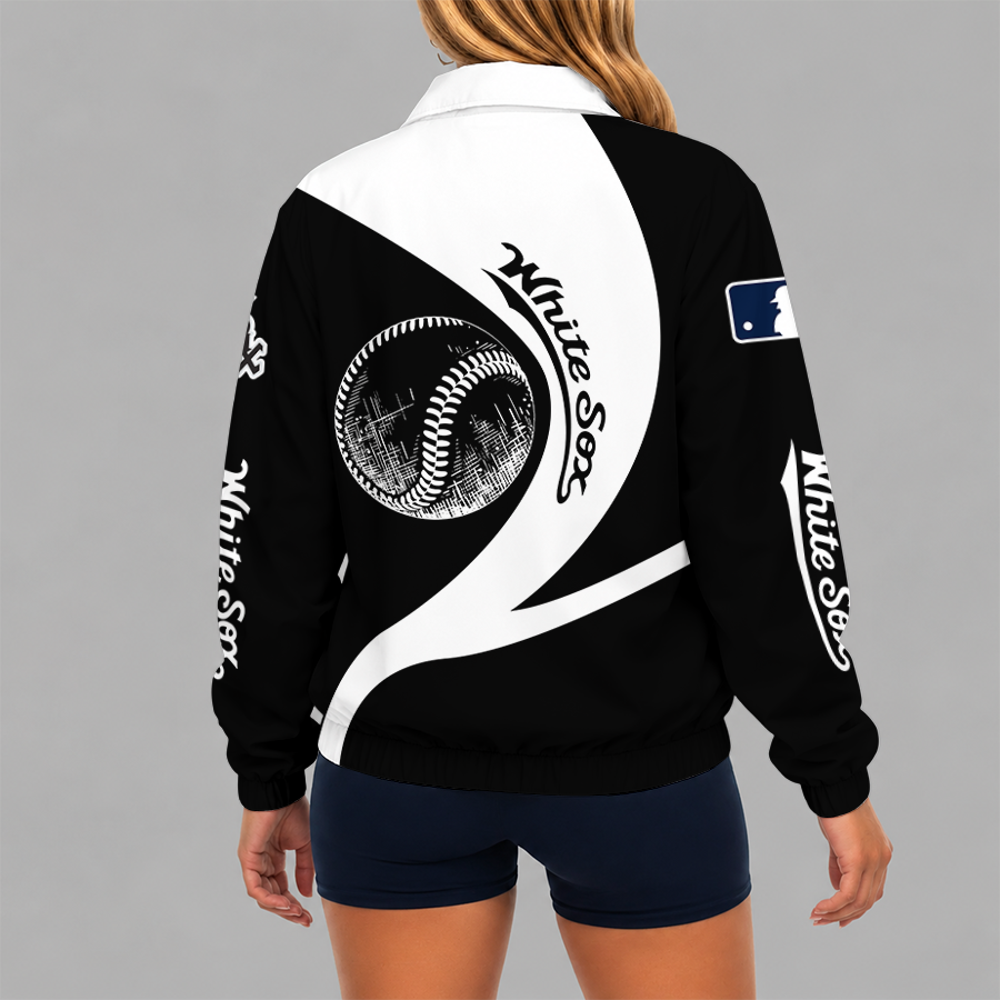[FLASH SALE] NEW CUSTOMIZED MLB26 CWS CHICAGO WHITE SOX V-NECK ZIPPER SWEATSHIRT JACKET
