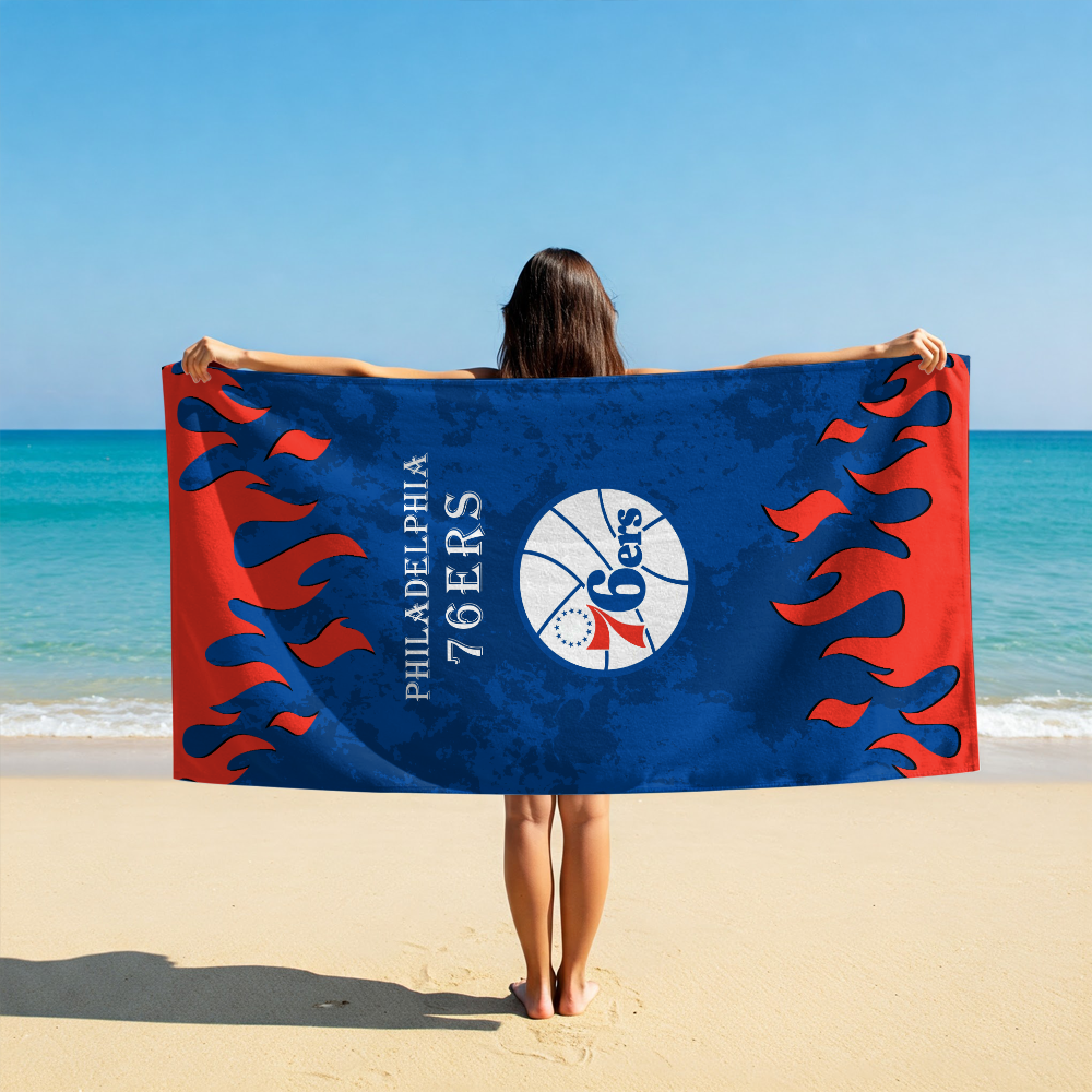 LIMITED EDITION - NEW CUSTOMIZED NBA26 P76 PHILADELPHIA 76ERS BEACH TOWEL FOR FAN
