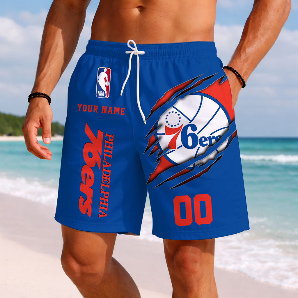 LIMITED EDITION - NEW CUSTOMIZED NBA26 P76 PHILADELPHIA 76ERS SHORT PANTS