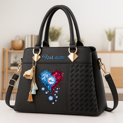 LIMITED EDITION - NEW CUSTOMIZED NBA26 P76 PHILADELPHIA 76ERS ZIP HANDBAG MULTICOLOR