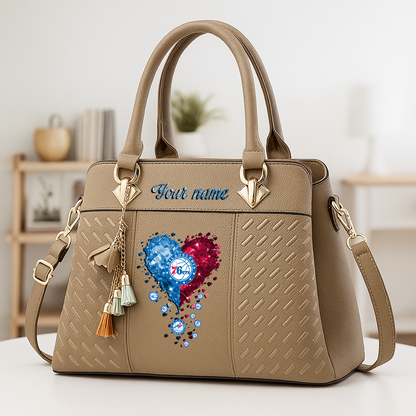 LIMITED EDITION - NEW CUSTOMIZED NBA26 P76 PHILADELPHIA 76ERS ZIP HANDBAG MULTICOLOR