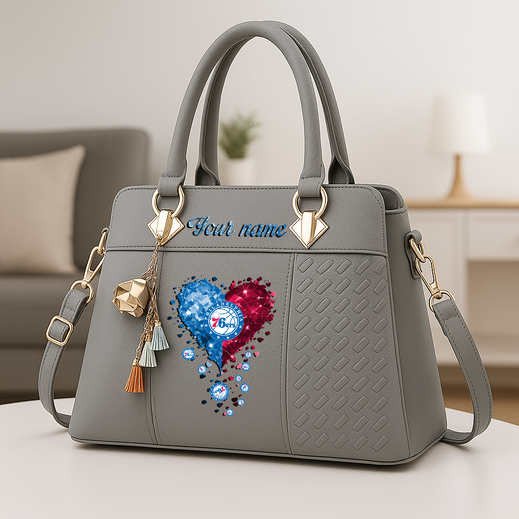 LIMITED EDITION - NEW CUSTOMIZED NBA26 P76 PHILADELPHIA 76ERS ZIP HANDBAG MULTICOLOR