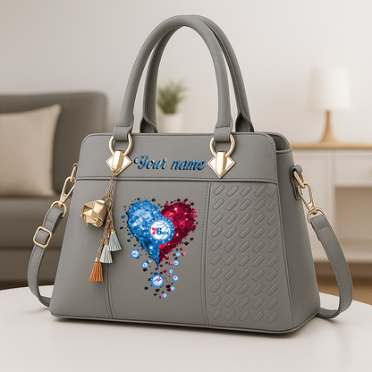 LIMITED EDITION - NEW CUSTOMIZED NBA26 P76 PHILADELPHIA 76ERS ZIP HANDBAG MULTICOLOR