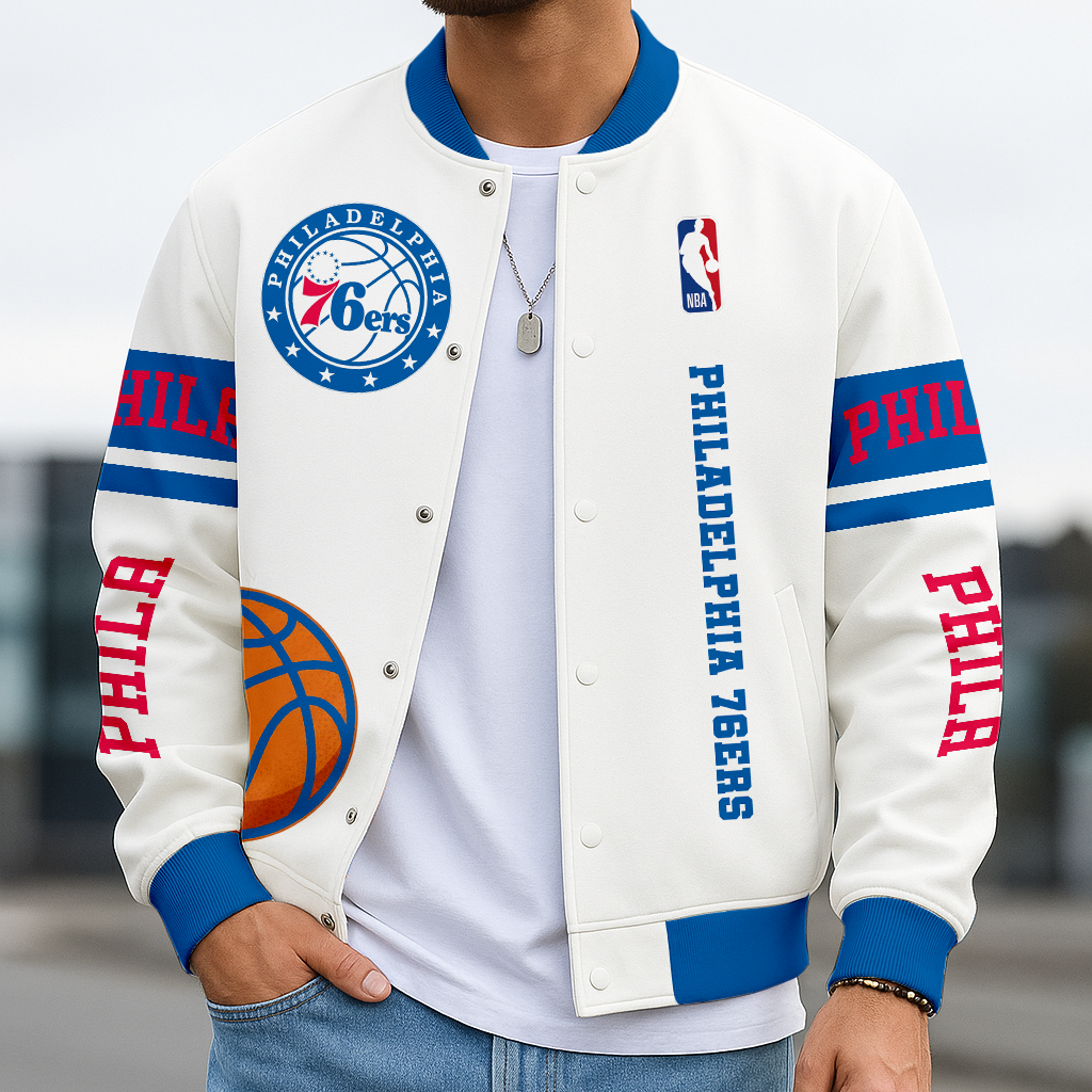 LIMITED EDITION - NEW CUSTOMIZED NBA26 P76 PHILADELPHIA 76ERS BASEBALL JACKET