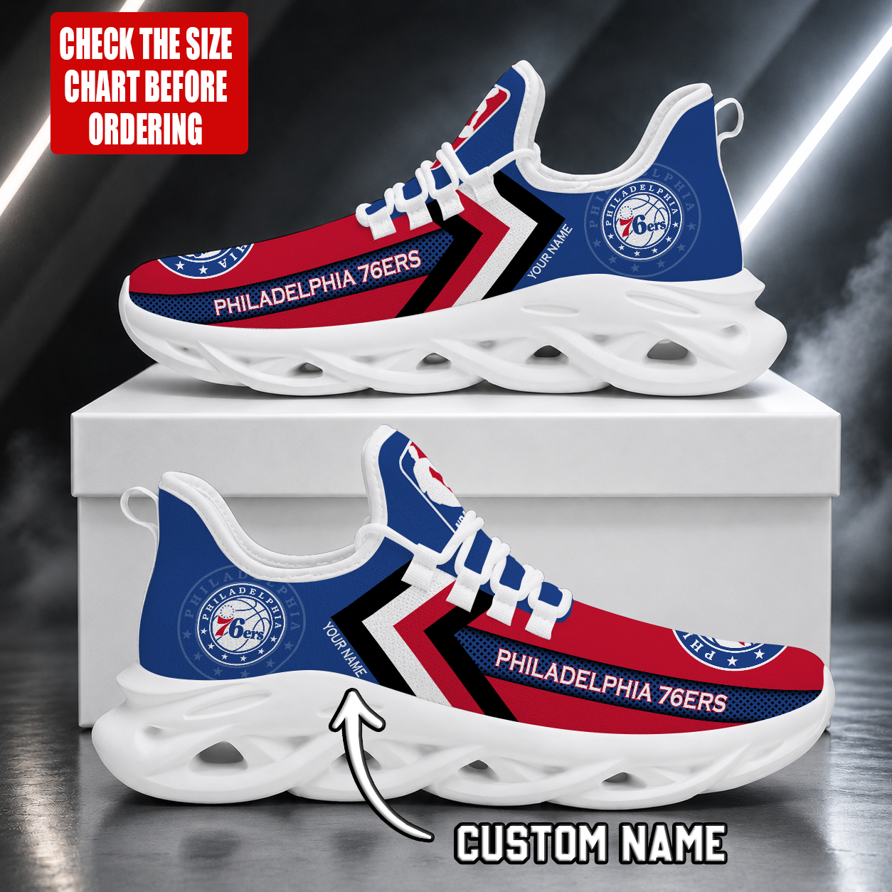 FINAL SALE - NEW CUSTOMIZED NBA26 P76 PHILADELPHIA 76ERS MAX SOUL SHOES