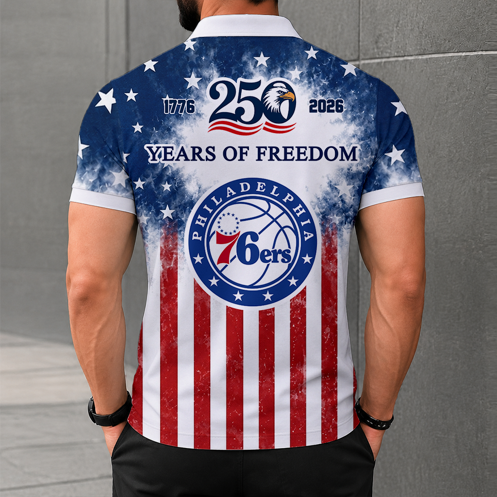 LIMITED EDITION - NEW CUSTOMIZED NBA26 P76 PHILADELPHIA 76ERS POLO SHIRT, ZIP POLO SHIRT & T-SHIRTS