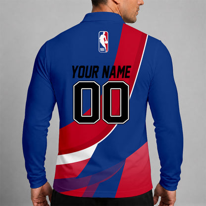 [HOT DEAL] NEW CUSTOMIZED NBA26 P76 PHILADELPHIA 76ERS MEN LONG SLEEVE POLO