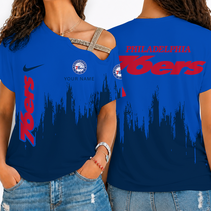 [HOT DEAL] NEW CUSTOMIZED NBA26 P76 PHILADELPHIA 76ERS SHOULDER SHIRT