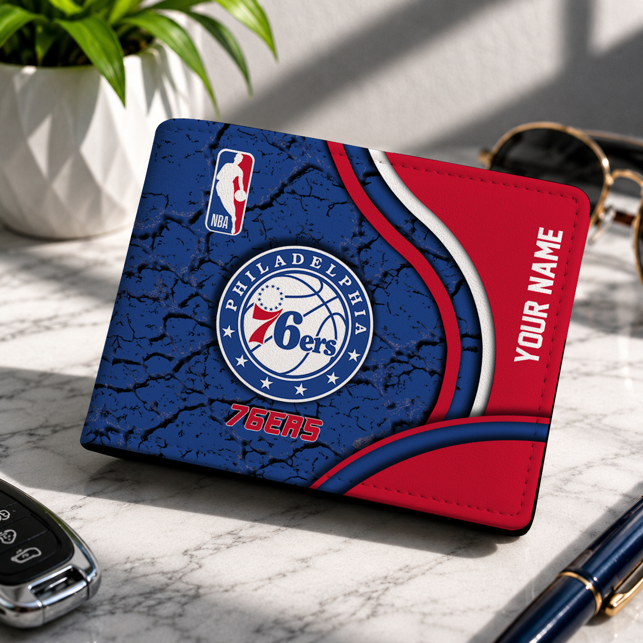 VIRAL EDITION - NEW CUSTOMIZED NBA26 P76 PHILADELPHIA 76ERS LEATHER WALLET