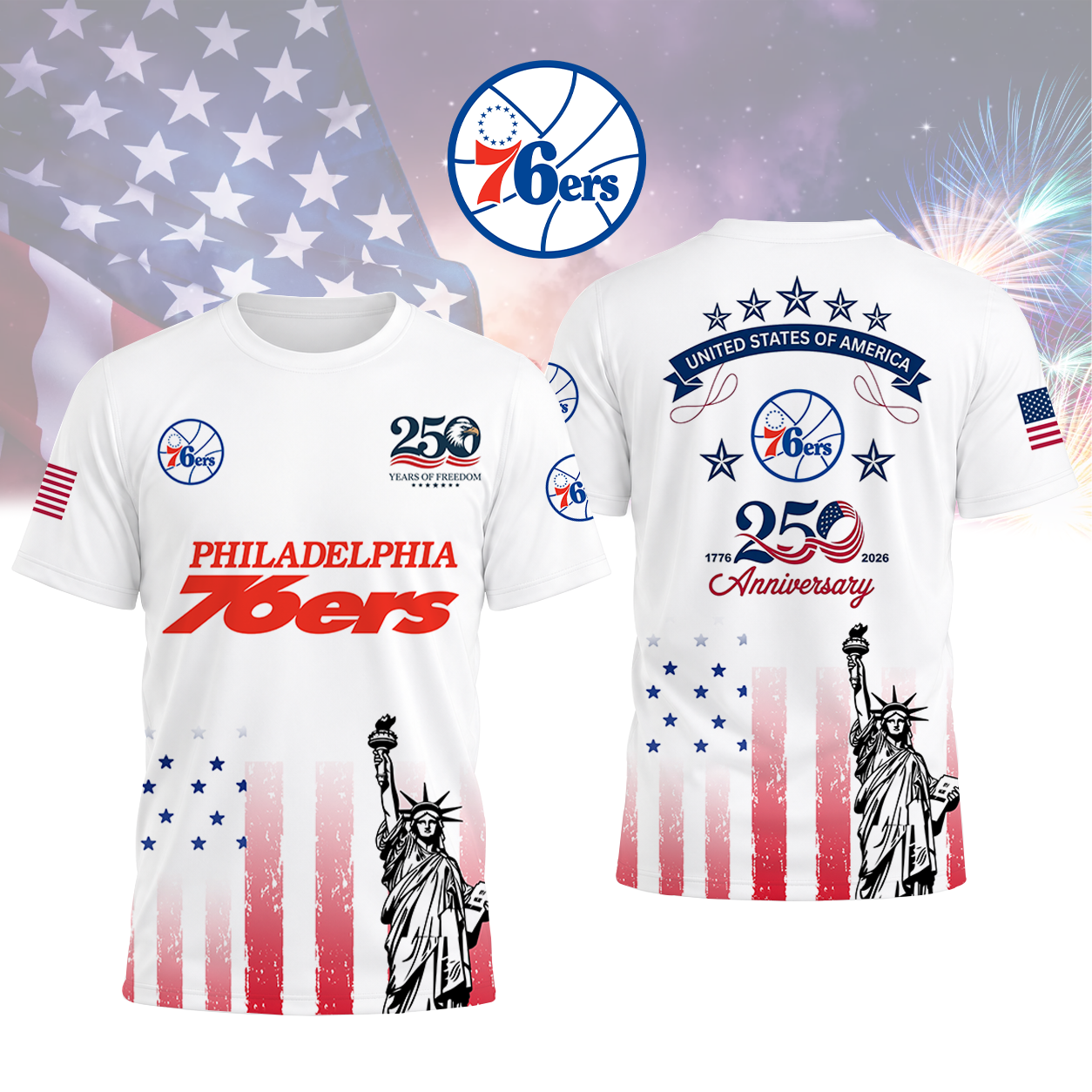 LIMITED EDITION - NEW CUSTOMIZED NBA26 P76 PHILADELPHIA 76ERS T-SHIRT, POLO SHIRT, ZIP POLO SHIRT, SWEATSHIRT, HOODIE & ZIP HOODIE