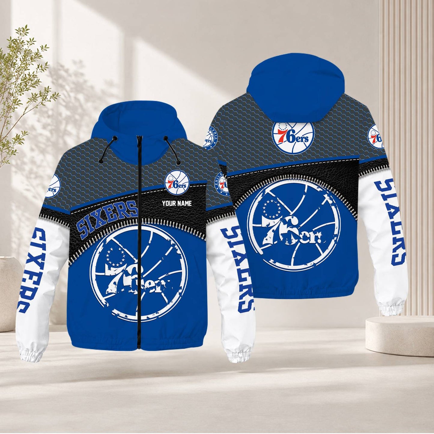 LIMITED EDITION - NEW CUSTOMIZED NBA26 P76 PHILADELPHIA 76ERS WINDBREAKER JACKET