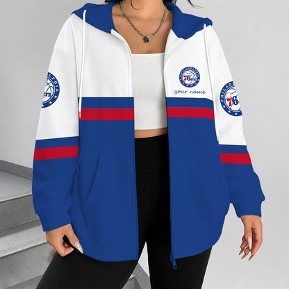 [HOT DEAL] NEW CUSTOMIZED NBA26 P76 PHILADELPHIA 76ERS ZIP HOODIE