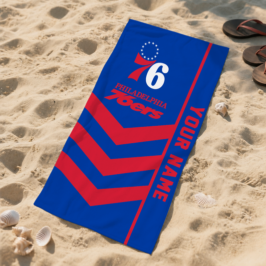LIMITED EDITION - NEW CUSTOMIZED NBA26 P76 PHILADELPHIA 76ERS BEACH TOWEL FOR FAN