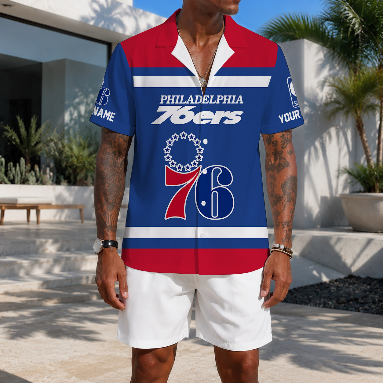 EXCLUSIVE EDITION - NEW CUSTOMIZED NBA26 P76 PHILADELPHIA 76ERS UNISEX HAWAIIAN SHIRT