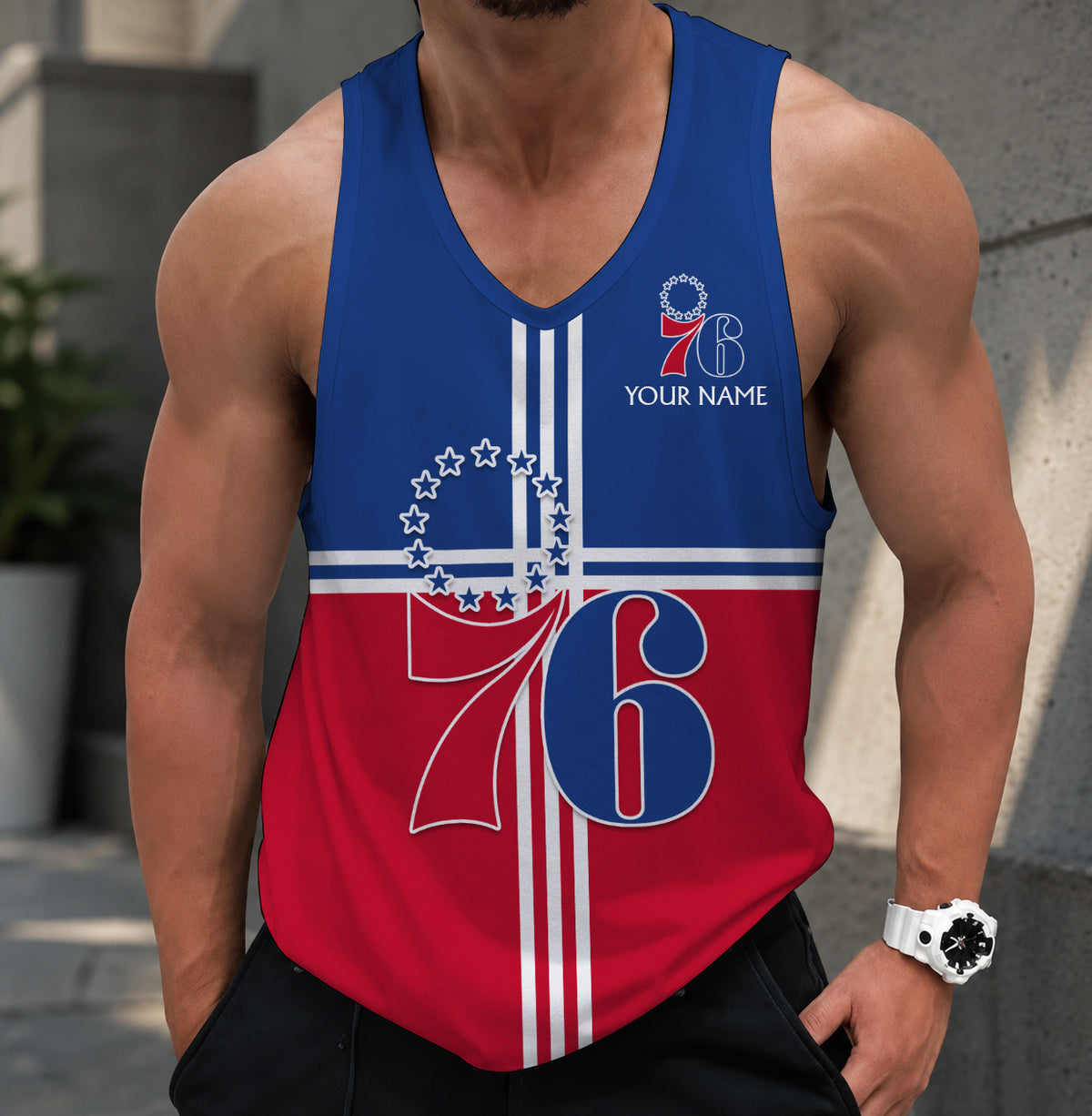 LIMITED EDITION - NEW CUSTOMIZED NBA26 P76 PHILADELPHIA 76ERS MEN'S TANK TOP