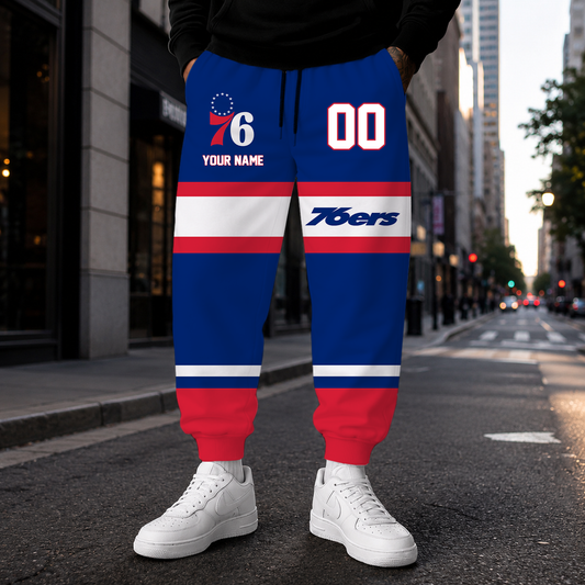 ELITE EDITION - NEW CUSTOMIZED NBA26 P76 PHILADELPHIA 76ERS SWEATPANTS