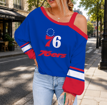 LIMITED EDITION - NEW CUSTOMIZED NBA26 P76 PHILADELPHIA 76ERS DROP SHOULDER SWEATSHIRT