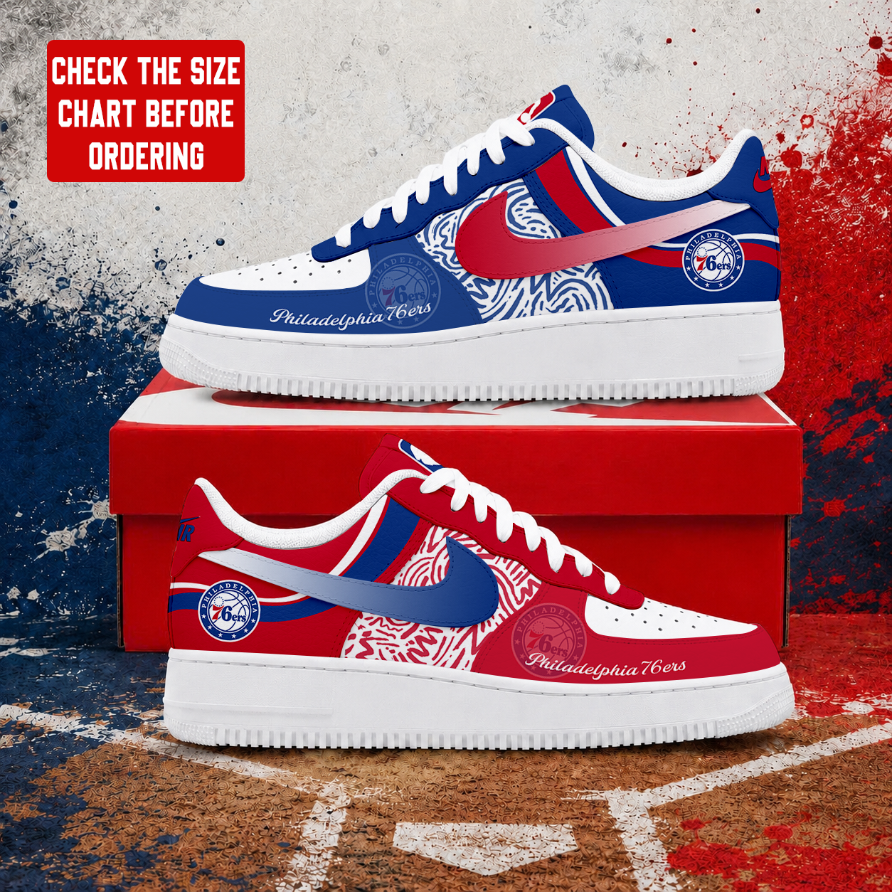 VIRAL EDITION - NEW CUSTOMIZED NBA26 P76 PHILADELPHIA 76ERS AF1 SNEAKERS