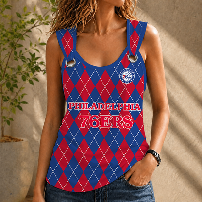 [HOT DEAL] NEW CUSTOMIZED NBA26 P76 PHILADELPHIA 76ERS O-RING SHOULDER TANK TOP