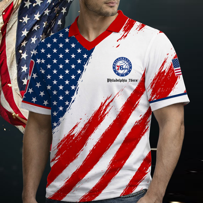 LIMITED EDITION - NEW CUSTOMIZED NBA26 P76 PHILADELPHIA 76ERS POLO SHIRT